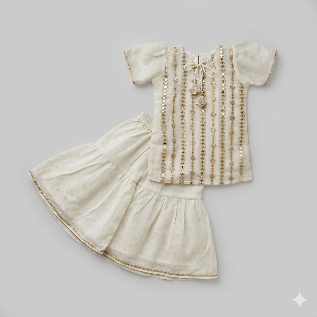 Kids sequence kurti Sharara Suit Set