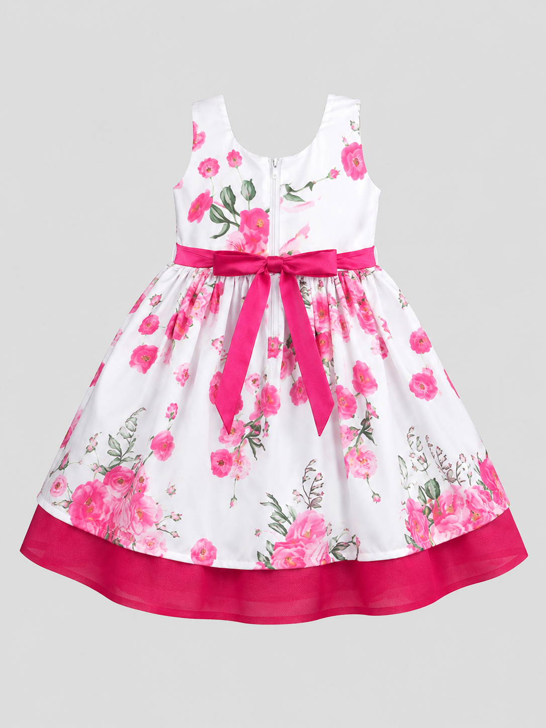 White and Red Floral Frock
